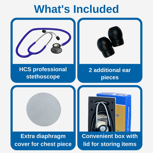 22 inch HCS Blue Stethoscope, Classic Lightweight - Medical, Dual Head Stethoscopes for Nurses, Nursing School, Student