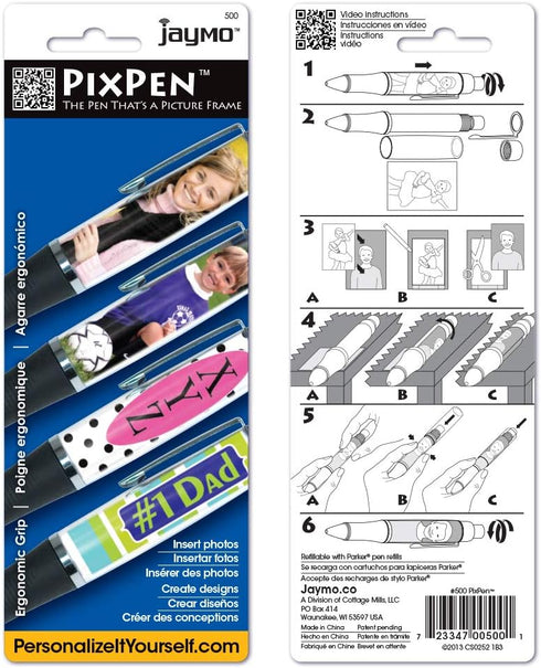 Jaymo PixPen - DIY Photo Pen, Create Your Own Personalized Pen, 4 Pack with Wallet Photo Inserts