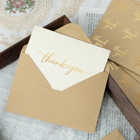 JIXZEN 40 Pack Gilding Thank You Cards with Envelopes & Matching Stickers, Thank You Notes for Wedding, Business, Baby