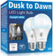 2 Pack Dusk to Dawn Light Bulbs, 5000K Daylight, 720LM, 9W (60W Equivalent) A19 E26, Automatic On/Off