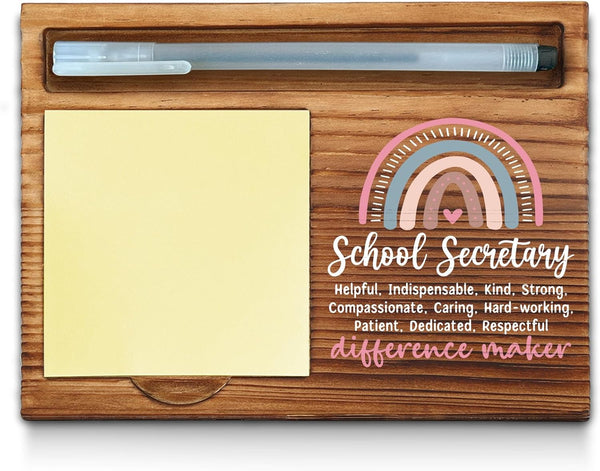 School Secretary Sticky Note Holder - Office Decor, Gifts, Thank You Appreciation Gifts for Women, Self-Stick Note Pad