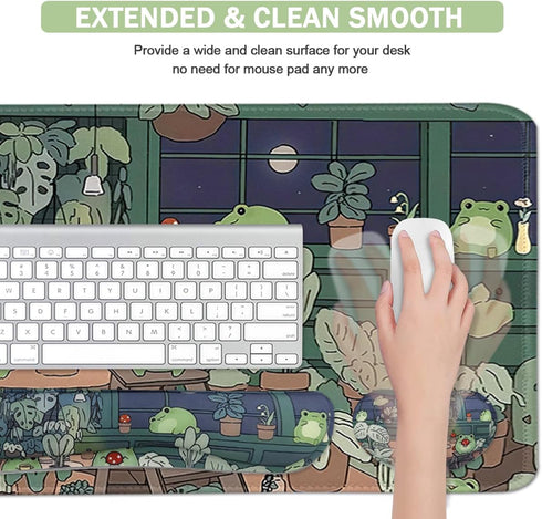 VIKIBO 4 1 Set, Set 35.4 x15.7 Cute Frog in Large Mouse Pad Kawaii Extended Mouse Pad Desk Pad Easy Typing for Typing