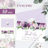 50 FYSUIMU Pcs Funeral Thank You Cards Bulk Boxed Floral Sympathy Blank Note Cards with Sticker Envelope Purple Flower