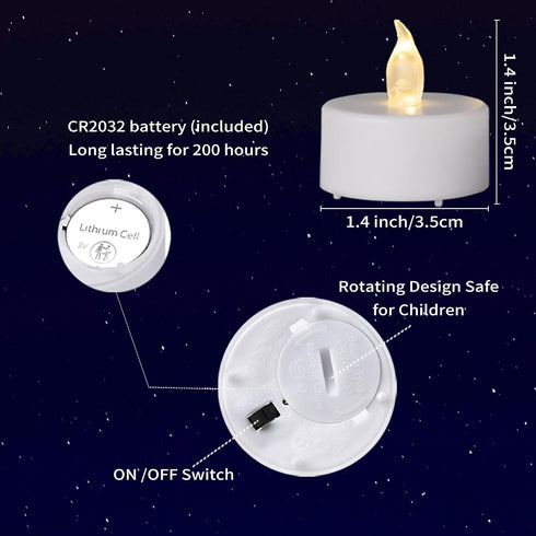 200PCS 200Hours Flameless LED Tea Lights Candles, Realistic and Bright Flickering Long Lasting Battery-Powered, Ideal