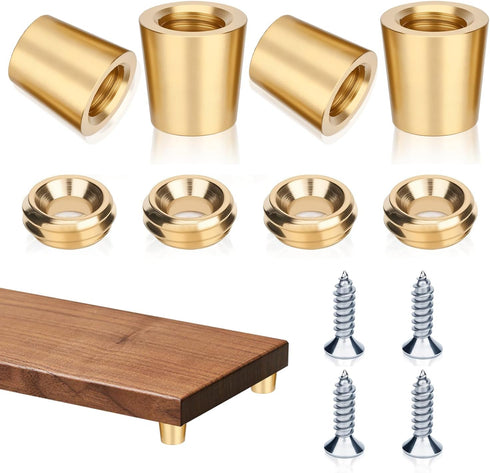 Brass Cutting Board Feet, Walnut Wood Cutting Board Feet, Polished and Anti