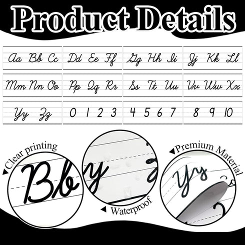 YIXAXKAO 12 Pieces Cursive Alphabet Line Bulletin Board Set - ABC Alphabet Banner and Number Border Posters for