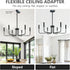 Lurinenna 6-Light Black Farmhouse Chandelier, Rustic Industrial Modern Ceiling Pendant Light, Adjustable Hanging Lamp