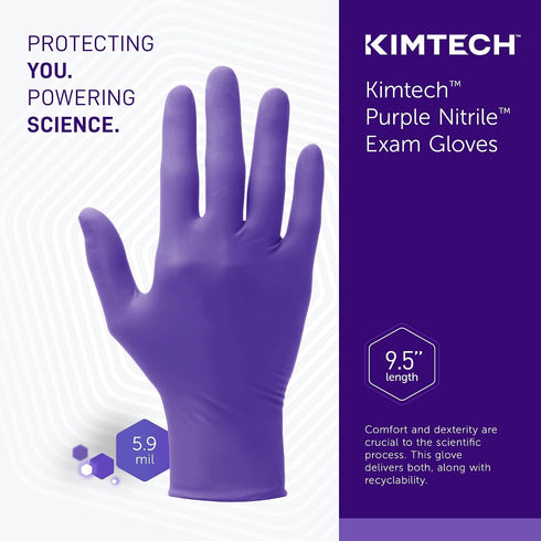 100 Kimberly-Clark Safeskin Purple Nitrile Exam Gloves, Medium, Purple, Box