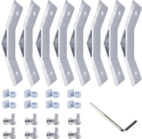 8 Sets 1010 Aluminum Extrusion 135 Degree Bracket, 8pcs Corner Brackets with 16pcs T Nuts and Screws, Silver