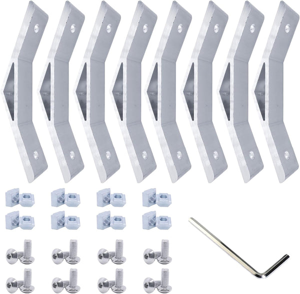 8 Sets 1010 Aluminum Extrusion 135 Degree Bracket, 8pcs Corner Brackets with 16pcs T Nuts and Screws, Silver