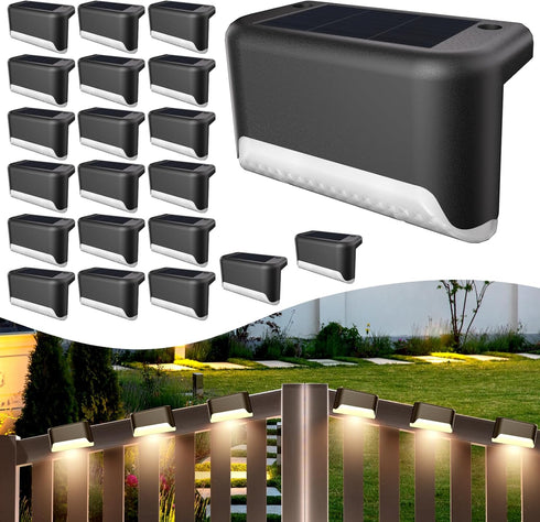 BKBB PPBB Solar Deck Lights Outdoor, 20 Pcs Solar Step Lights, Waterproof LED Solar