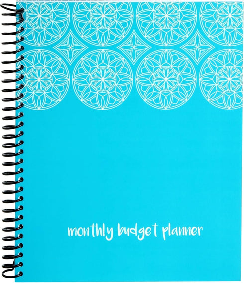 Blue Monthly Budget Planner, Bill Organizer with 24 Pockets for Receipts, Home Expense Tracker (8x10 In)