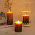 Sets 24 3" 4" 5" 6" Pack 3 AKU TONPA Pine Bark Effect Flameless Candles Battery Operated Pillar Real Wax Flickering