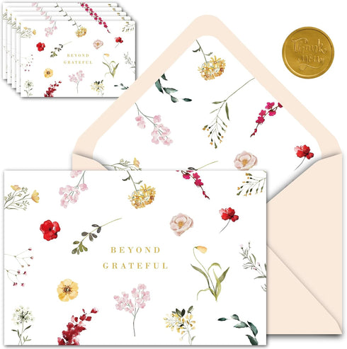 Gooji 4x6 Prairie Beyond Grateful Floral Thank You Cards with Envelopes Baby