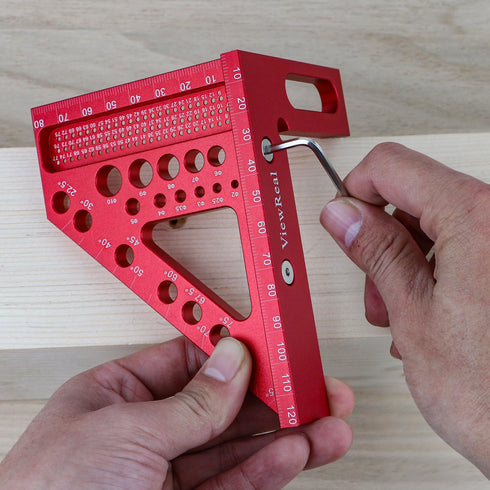 Versatile Carpenter Square Scribing Ruler, 3D Multi-Angle Measuring Tool with Angle Pin for Woodworking
