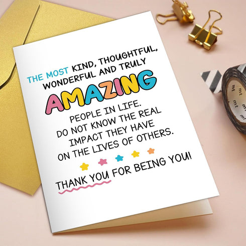 Qiliji Cute Thank You Card, Thank You Card for Friend Bestie, Appreciation Card for Family Partner Coworker Teacher