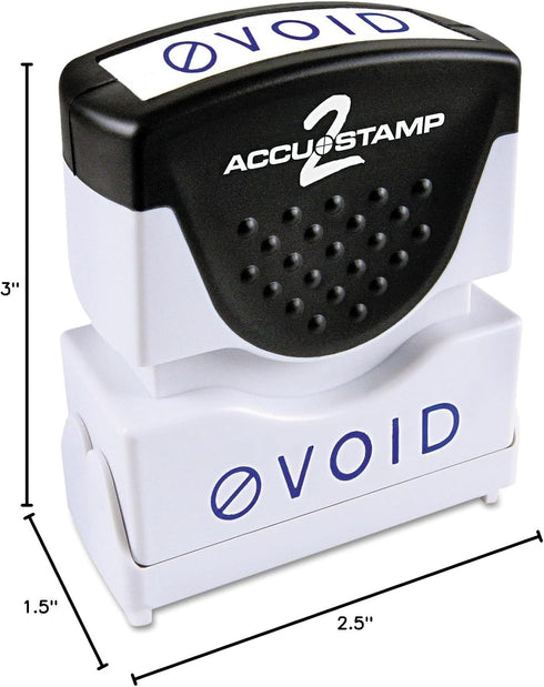 ACCU-STAMP2 1-Color, 1-5/8" 1/2" (035584) Message Stamp with Shutter, VOID, x Impression, Pre-Ink, Blue Ink