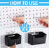 Suzile 4 Pcs Pegboard Bins Set | 7.9 x 3.3 x 4.7'' Plastic Containers with Metal Hooks for Organizing Storage Tools