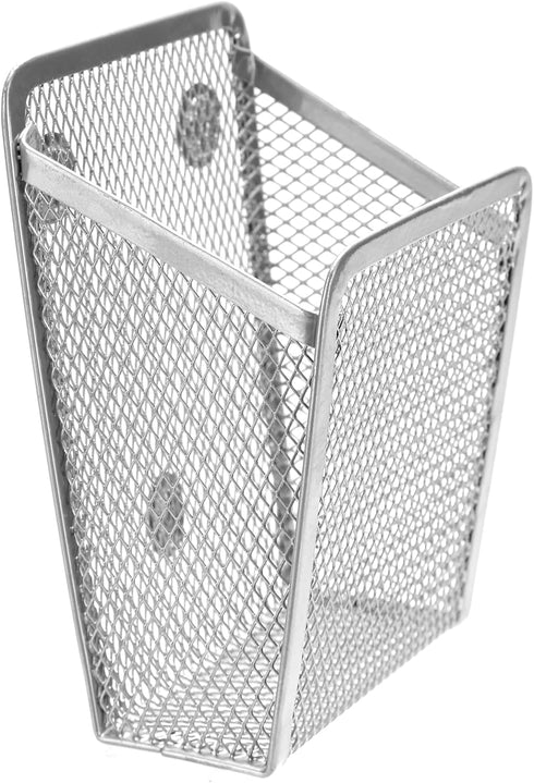 Magnetic Pencil Holder, Mesh Stainless Steel Pen Basket for Writing Utensil Storage in Home, Office, Kitchen, Locker