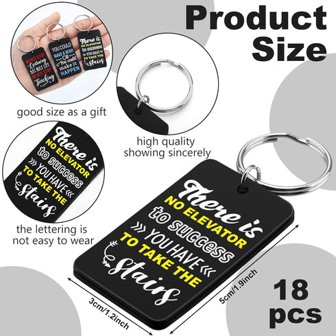 Funtery 18 Pcs Motivational Keychains, Bulk Inspirational Gifts for Employees, School Thank You for Coworkers