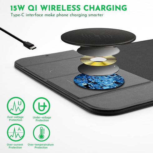 WeYingLe 15W Wireless Charging Mouse Pad with Phone Holder Gaming Mousepad Desk Mat Qi Fast Charging Pad Ultra-Smooth
