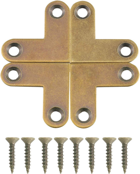 HJ Garden 4pcs L-Shaped Copper Corner Code Brass Flat Corner Bracket Joint Flat Corner Brace Plate Support Drawer Fixed