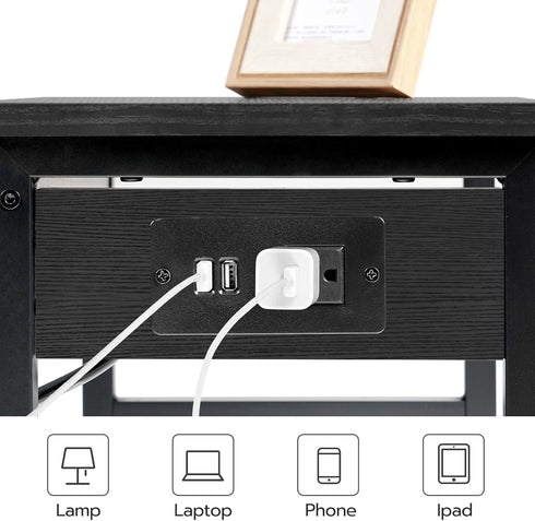 BB01UPS01 HOOBRO Printer Stand for Desk, Desktop Printer Stand with Charging Station, Small Printer Table with Storage