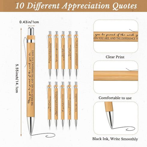 Employee Appreciation Gifts A6 Kraft Spiral Notebook Journals and Motivational Pens, Inspirational Notepads, 20 Pcs