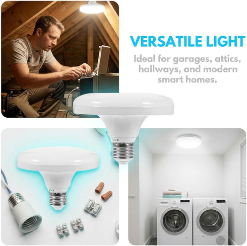 E27 Bulbs, Bulbs 24W 220V 4.7 inch, E27/26 (1 Pack) DOITOOL UFO Garage Light LED Light Equivalent Efficient, Standard