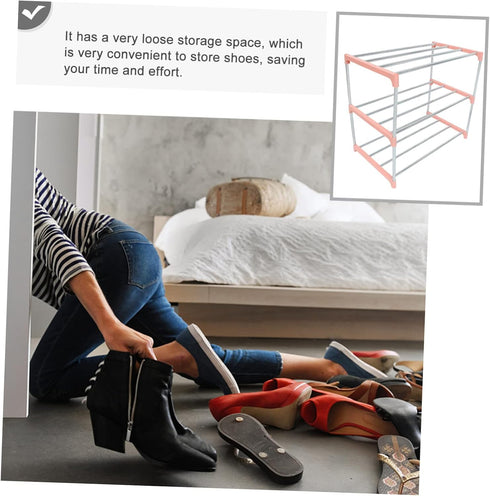 1pc Happyyami Stainless Steel Shoe Shelf Household Shoe Rack Storage Holder Bench