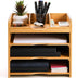 DEAYOU Bamboo Desk File Organizer, 13" Document Letter Tray Sorter with 2 Adjustable Shelves, 4 Tier Mail Organizer