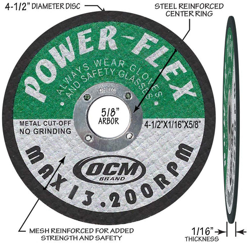 Premium Cut Off Wheels 4 1/2 Inch x 1/16 Inch x 5/8 Inch - 10 Pack for Cutting All Ferrous Metals and Stainless Steel