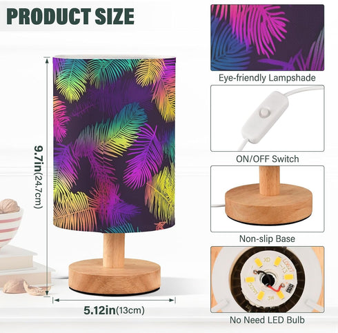 ALAZA Colorful Tropical Palm Leaves Bedside Table Lamp for Bedroom Living Room Nightstand LED Light Lamps,Bedside Lamps