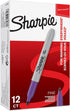 Sharpie Permanent Markers, Fine Point, Purple, Box of 12 for Various Marking Needs