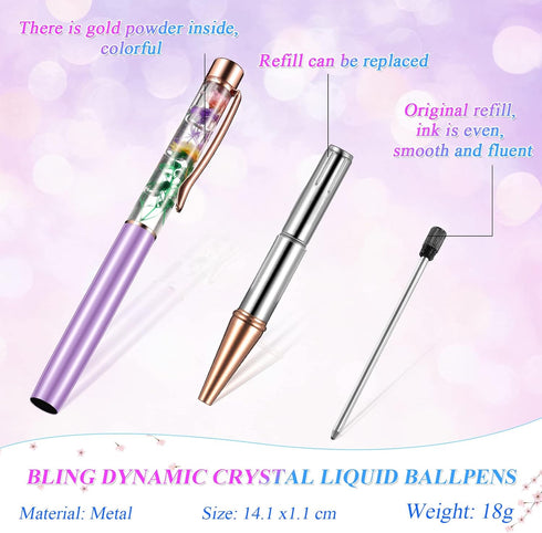 HESTYA 16 Pieces Ballpoint Pens - Flower Dynamic Crystal Pens for Birthday, Wedding, Home School Office Supplies
