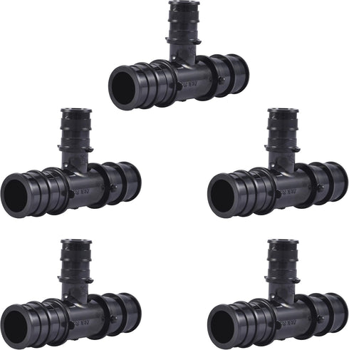 SharkBite Reducing Tee for PEX-A Pipe, 3/4 Inch x 3/4 Inch x 1/2 Inch, Pack of 5, UA412A5