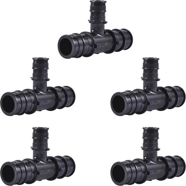SharkBite Reducing Tee for PEX-A Pipe, 3/4 Inch x 3/4 Inch x 1/2 Inch, Pack of 5, UA412A5
