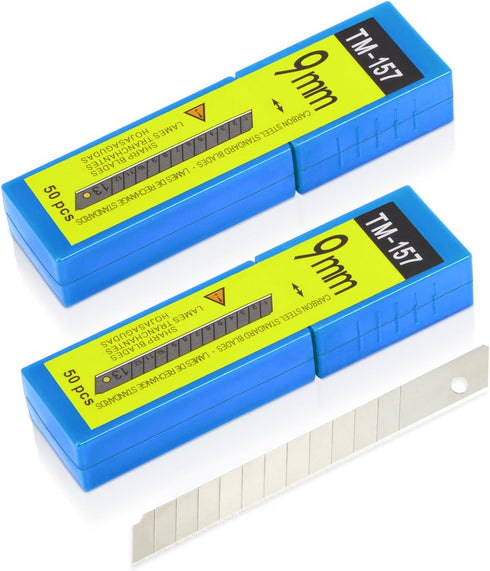 Gomake 100PCS 9mm Box Cutter Knife Replacement Blades - 60 Degree Carbon Steel Snap Off Blades