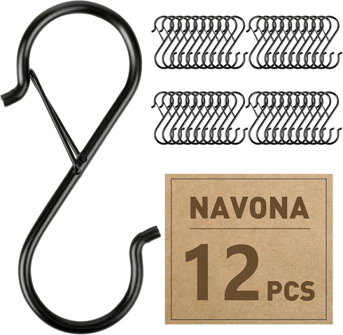12 Pcs S Hooks, 3.5 Inch Stainless-Steel Heavy-Duty Hooks for Hanging Kitchen Utensils, Pots, Pans, Clothes, Plants,