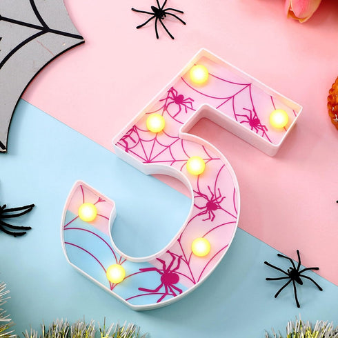 Leinuosen 5) Spider LED Number Lights Birthday Party Decoration Pink Spider Light up Numbers Women Birthday Supplies