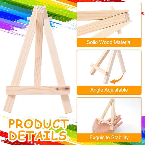 YALOJE 2pcs 4.9" Mini Wood Display Easel Stand, Small Natural Wooden Easel Stands, Foldable Tabletop Tripod Holder