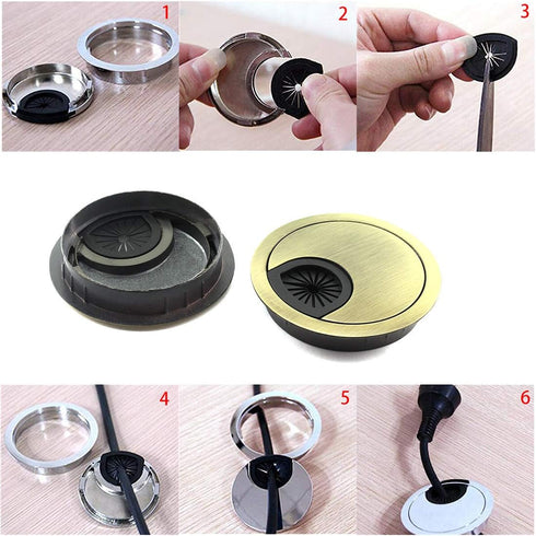 5pcs Metal Desk Grommets, 2-3/8 inch for Managing Wire Cord Cable Hole Cover, Bronze