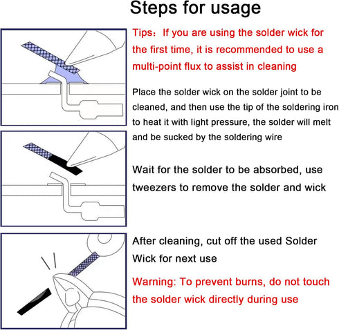 Solder Wicks, No-Clean 10ft Length Desoldering Braided Wicks, Solder Removal Tool for Electrical Components