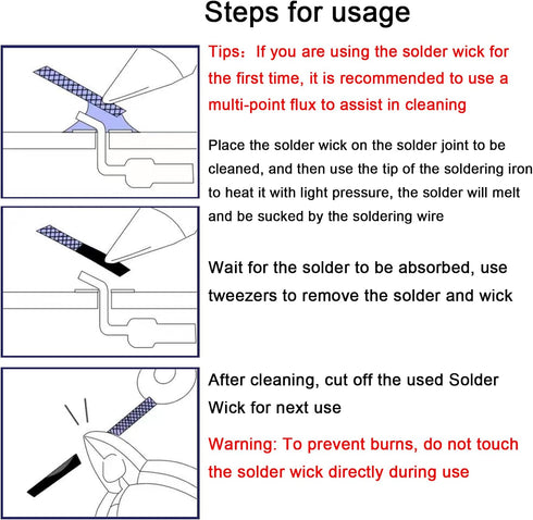 Solder Wick Braid, 10ft Length Desoldering Wick Remover Tool, 1 Piece