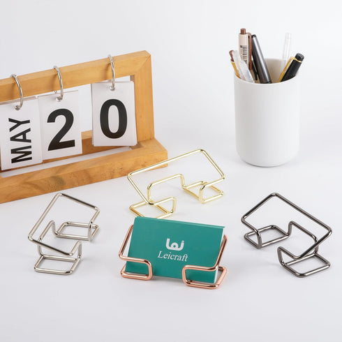 Business Card Holder for Desk, Cute Metal Card Organizer, Office Accessories for Men and Women, Rose Gold
