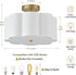 13.3"Semi 3-Light Flush Mount Ceiling Light Fixture, Modern Close to Ceiling Light With Fabric Flower-Shaped Shade