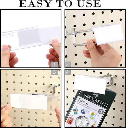 Thyle 50 Pcs Metal Scan Hook with Label Holder for 1/8" to 1/4" Pegboard, Wall Accessories for Home Garage Retail