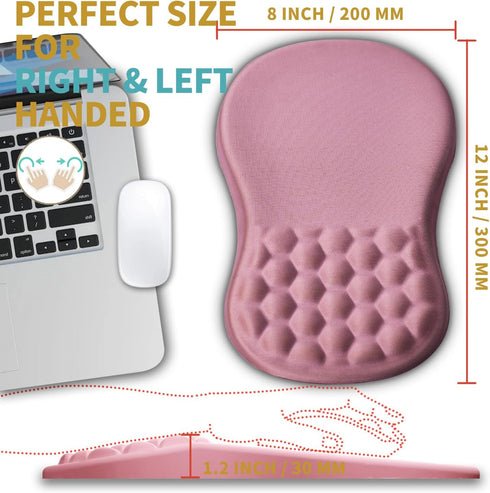 Hokafenle (12x8 inch,Pink) Ergonomic Mouse Pad Wrist Support with Massage Design, Wrist Rest Pain Relief Mousepad