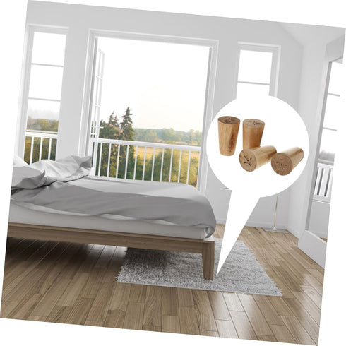 4Pcs Set IMIKEYA Solid Hardwood Cabinet Bun Feet Replacement Legs Bearing Weight for Sofa, Table, TV Stand, and Coffee