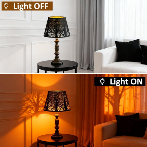 Ldqwztv Lamp Shades for Table Lamps, Metal Small Lampshade for Wall Light Cover, Rustic-lamp Shadewith Pattern of Trees